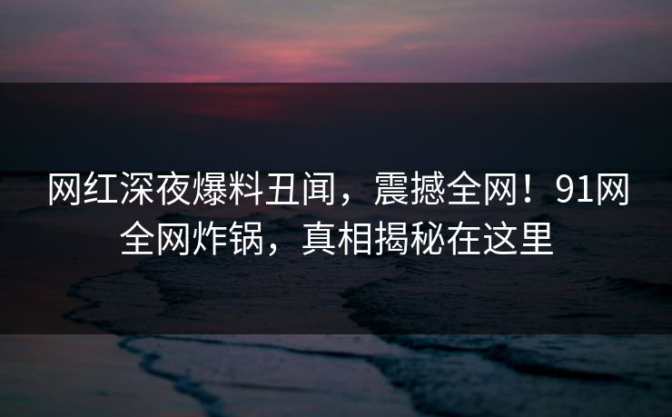 网红深夜爆料丑闻，震撼全网！91网全网炸锅，真相揭秘在这里