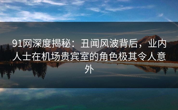 91网深度揭秘:丑闻风波背后,业内人士在机场贵宾室的角色极其令人意外 91网深度揭秘:丑闻风波背后,业内人士在机场贵宾室的角色极其令人意外