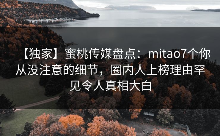 【独家】蜜桃传媒盘点：mitao7个你从没注意的细节，圈内人上榜理由罕见令人真相大白