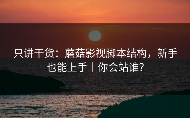 只讲干货：蘑菇影视脚本结构，新手也能上手｜你会站谁？